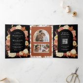 テラコッタカボチャフローラQRコードブラック結婚ズ 三つ折り招待状 (内部)