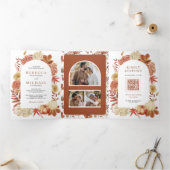 テラコッタカボチャフローラQRコード結婚ズ 三つ折り招待状 (内部)