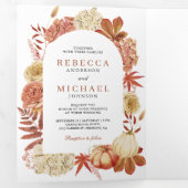 テラコッタカボチャフローラQRコード結婚ズ 三つ折り招待状 (内部最初)