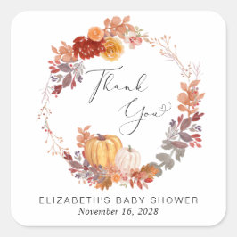 テラコッタカボチャリースベビーシャワーありがとう スクエアシール