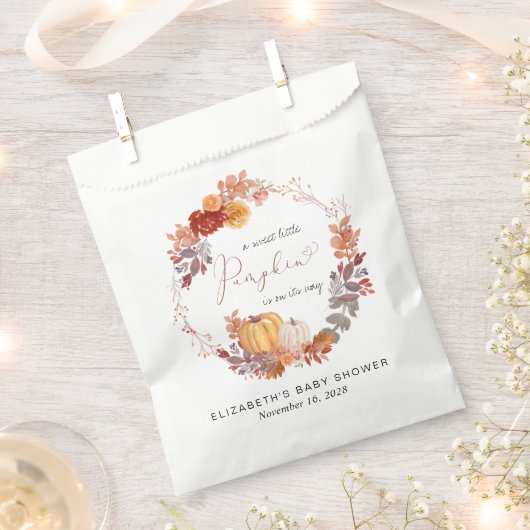テラコッタカボチャ秋の赤ちゃんシャワー フェイバーバッグ (クリップ留めされた状態)