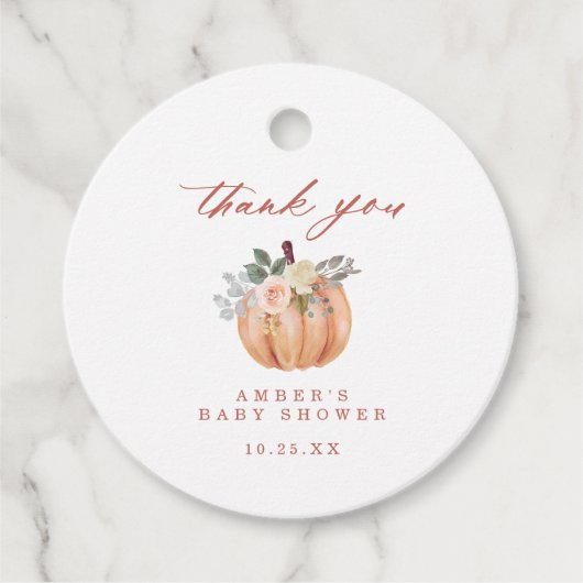 テラコッタカボチャ赤ちゃんシャワーありがとう フェイバータグ (正面)