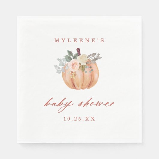 テラコッタカボチャ赤ちゃんシャワー スタンダードランチョンナプキン (正面)