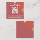 テラコッタカラーブロックQRコード結婚のウェブサイト エンクロージャーカード (正面/裏面)