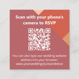 テラコッタカラーブロックQRコード結婚のウェブサイト エンクロージャーカード