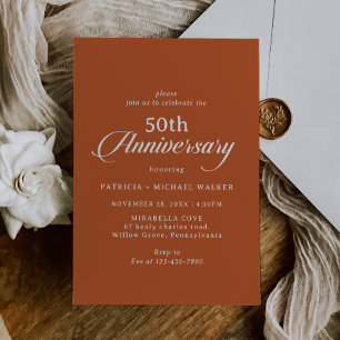 テラコッタカリグラフィー 50 周年結婚記念 招待状