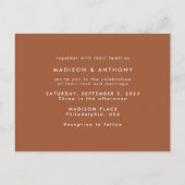 テラコッタカリグラフィー Save the Date ウェディングフォト インビテーションポストカード (裏面)