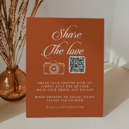 テラコッタカリグラフィーShare the Love QRコード 台座サイン