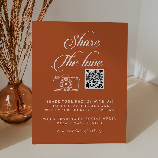 テラコッタカリグラフィーShare the Love QRコード 台座サイン