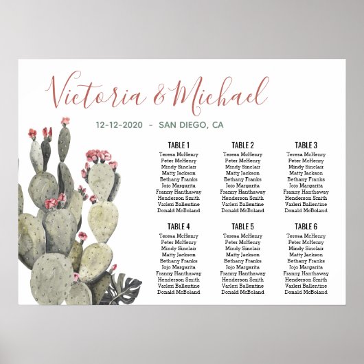 テラコッタカーキサボスメキシコのシーティングチャート ポスター (正面)