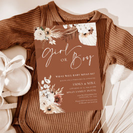 テラコッタガールまたはボーイジェンダーリビール招待状 招待状