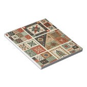 テラコッタキルトとパッチワークカラフルフローラ ノートパッド (アングル)