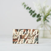 テラコッタキルトパッチワーク手作り服 名刺 (スタンド正面)