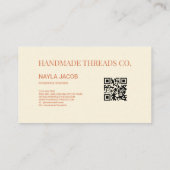 テラコッタキルトパッチワーク手作り服 名刺 (裏面)