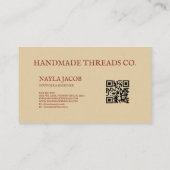 テラコッタキルトパッチワーク手作り服 名刺 (裏面)