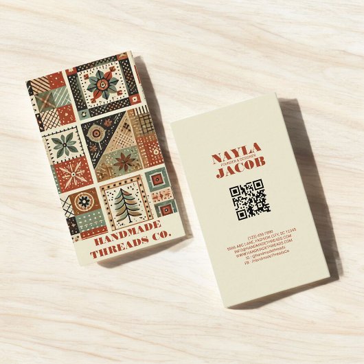 テラコッタキルトパッチワーク手作り服 名刺