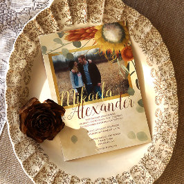 テラコッタキングプロテアスユーカリプトゥスグリーン秋 招待状