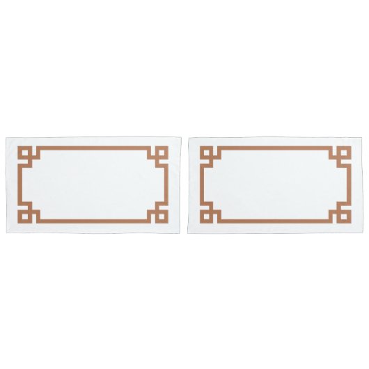 テラコッタギリシャ鍵縁どキングサイズ 枕カバー (正面-セット)