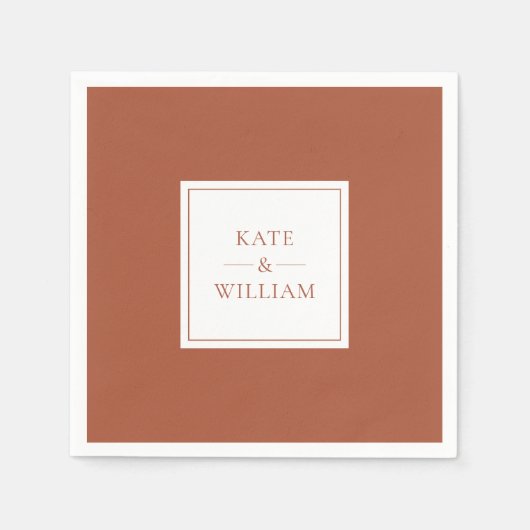 テラコッタクラシックモダン結婚の スタンダードカクテルナプキン (正面)