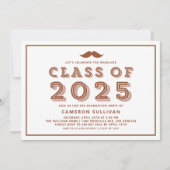 テラコッタクラス2025口ひげレトロ卒業 招待状 (正面)