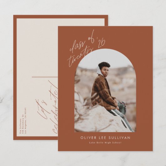 テラコッタクラス2025 Arch写真卒業 インビテーションポストカード (正面/裏面)