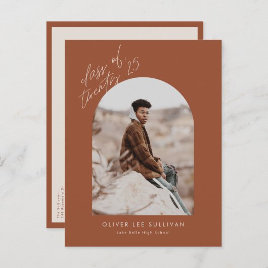 テラコッタクラス2025 Arch写真卒業 インビテーションポストカード (正面/裏面)