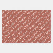 テラコッタクリスマスタイポグラフィモダン休日 ラッピングペーパーシート (正面)