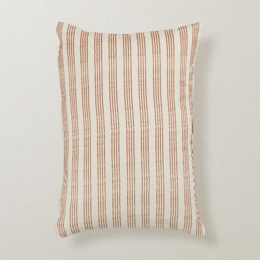 テラコッタクリームミニマモダンリストストライプボホ アクセントクッション (正面(垂直))