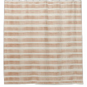 テラコッタクリームミニマモダンリストストライプボホ シャワーカーテン (正面)