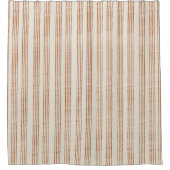 テラコッタクリームミニマモダンリストストライプボホ シャワーカーテン (正面)