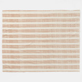 テラコッタクリームミニマモダンリストストライプボホ フリースブランケット (正面(横))