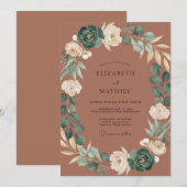 テラコッタクリームリースの結婚式 招待状 (正面/裏面)