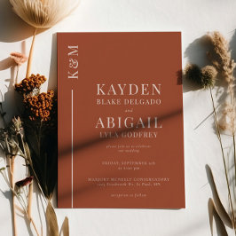 テラコッタクリーンラインミニマル結婚リスト 招待状