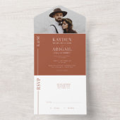 テラコッタクリーンライン結婚式招待状 オールインワン招待状 (内側)