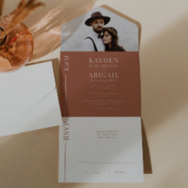 テラコッタクリーンライン結婚式招待状 オールインワン招待状