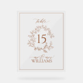 テラコッタクレストモノグラム結婚のテーブル番号 アクリルサイン (正面)