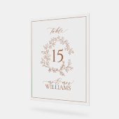 テラコッタクレストモノグラム結婚のテーブル番号 アクリルサイン (傾斜)