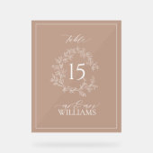 テラコッタクレストモノグラム結婚のテーブル番号 アクリルサイン (正面)