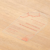 テラコッタクレマティスフォーマルフローラアート🌸結婚ズ アクリル招待状 (レイダウン)