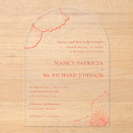 テラコッタクレマティスフォーマルフローラアート🌸結婚ズ アクリル招待状