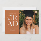 テラコッタグラッドブロックモダン写真卒業 招待状 (正面)