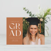 テラコッタグラッドブロックモダン写真卒業 招待状 (スタンド正面)