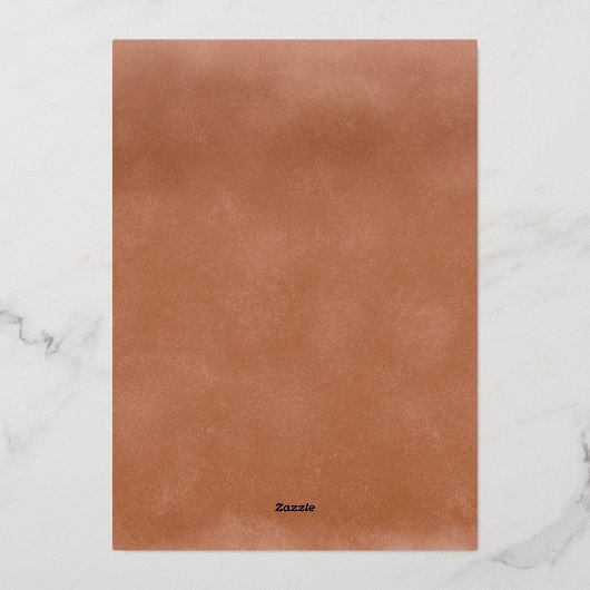 テラコッタグラデーションミニマリスト結婚ボホのバラ金ゴールド 箔招待状 (裏面)