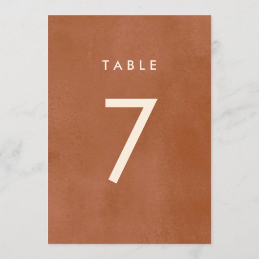テラコッタグラデーション |ミニマリストBohoテーブル番号 招待状 (裏面)