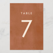 テラコッタグラデーション |ミニマリストBohoテーブル番号 招待状 (正面)