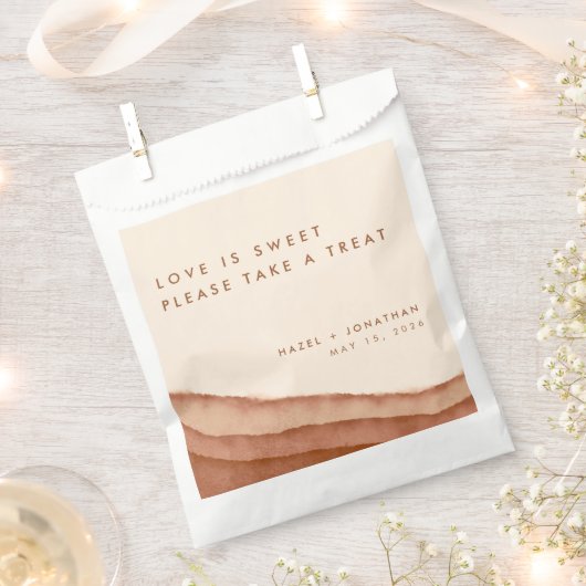 テラコッタグラデーション |ミニマリストBoho結婚式の引き出物B フェイバーバッグ (クリップ留めされた状態)