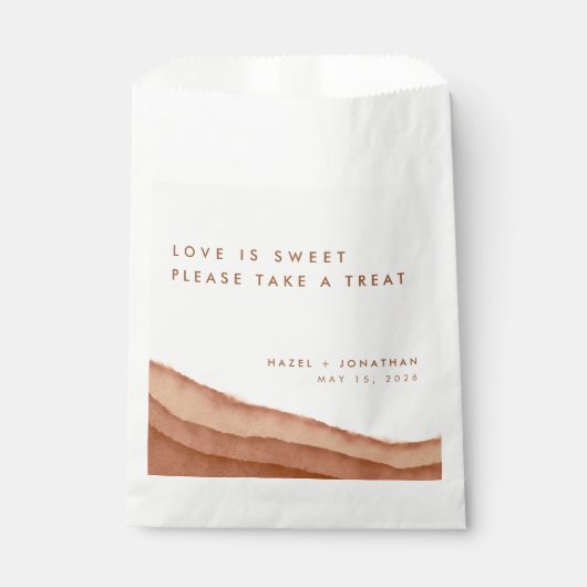 テラコッタグラデーション |ミニマリストBoho結婚式の引き出物B フェイバーバッグ (正面)