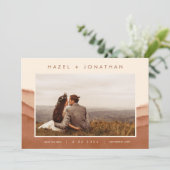 テラコッタグラデーション |ミニマル写真日付の保存 案内状 (スタンド正面)