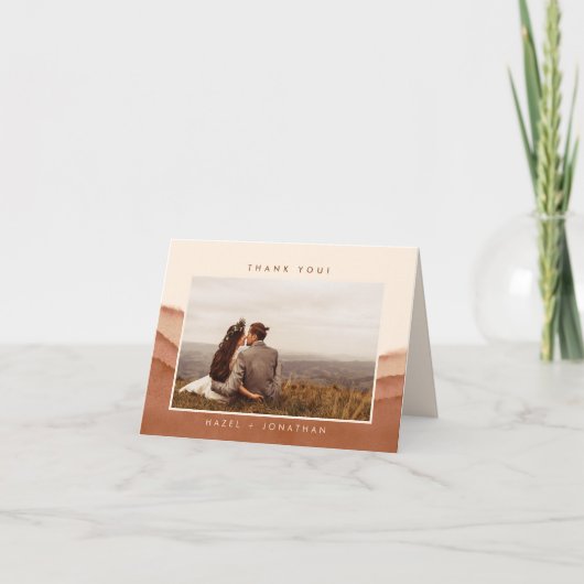 テラコッタグラデーション |ミニマル写真 サンキューカード (正面)