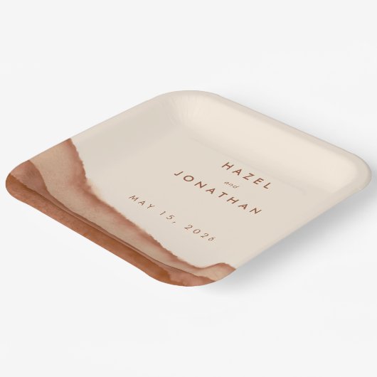 テラコッタグラデーション |ミニマル結婚主義Boho ペーパープレート (傾斜あり)